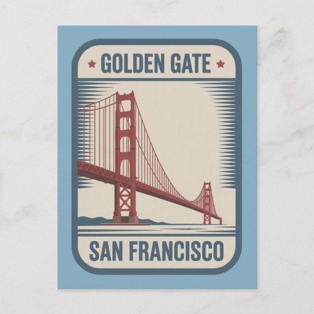 San Francisco Golden Gate Bridge Retro Postcard (Front)