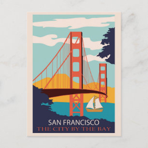 San Francisco Golden Gate Bridge Retro Vintage Postcard