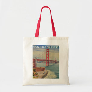 San Francisco Golden Gate Bridge Retro Vintage Tote Bag