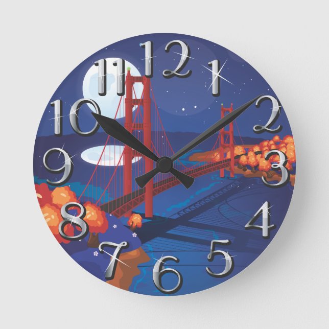 San Francisco Golden Gate Bridge Round Clock (Front)