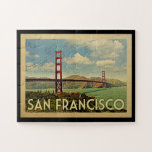 San Francisco Golden Gate Bridge Vintage Travel Jigsaw Puzzle<br><div class="desc">San Francisco design in Vintage Travel style featuring the Golden Gate Bridge.</div>