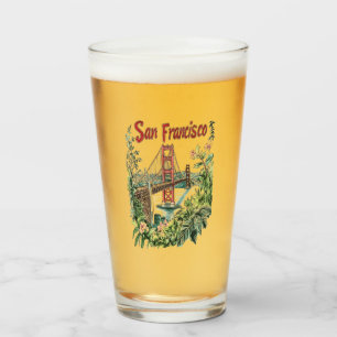 San Francisco Golden Gate Bridge Watercolor Design Glass