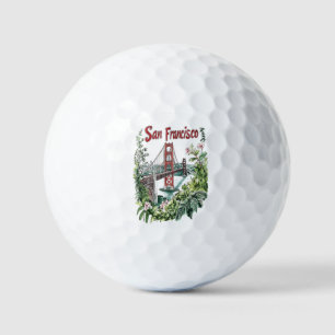 San Francisco Golden Gate Bridge Watercolor Design Golf Balls