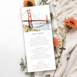 San Francisco Golden Gate Bridge Wedding Menu Card