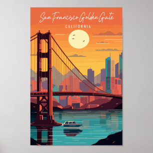 San Francisco Golden Gate vintage travel Poster