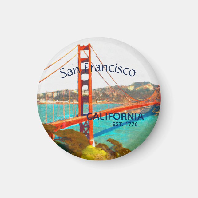 San Francisco GoldenGate   Button Magnet (Front)