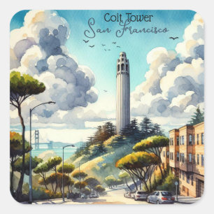 San Francisco Landmark Souvenir Square Sticker