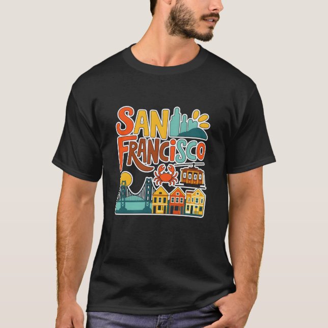 San Francisco Landmarks, Golden Gate Bridge  T-Shirt (Front)