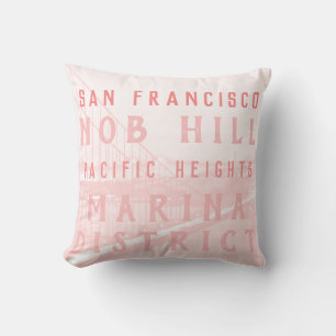 San Francisco Landmarks Pink Cushion