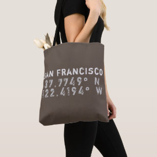 San Francisco Latitude Longitude Tote Bag