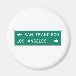 San Francisco Los Angeles Highway Sign Magnet