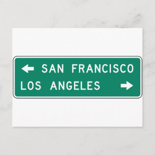San Francisco Los Angeles Highway Sign Postcard