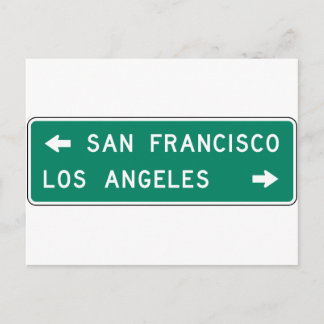 San Francisco Los Angeles Highway Sign Postcard