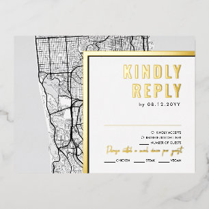 San Francisco Love Locator   RSVP Reply Foil Invitation Postcard