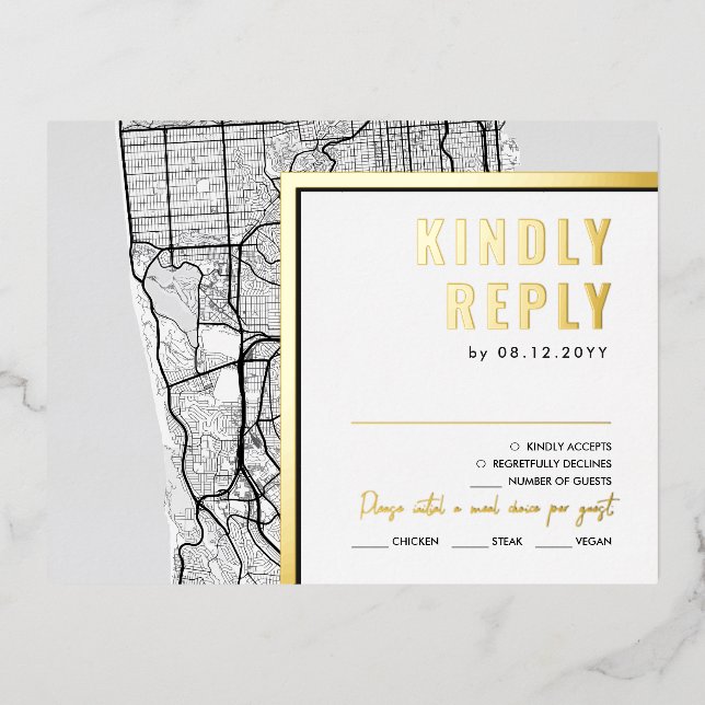 San Francisco Love Locator | RSVP Reply Foil Invitation Postcard (Front)