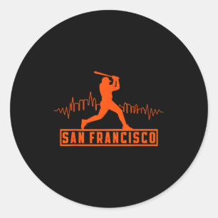 San Francisco Lovers Skyline Retro Baseball Heartb Classic Round Sticker