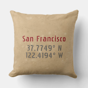 San Francisco Map Coordinates Urban Throw Pillow