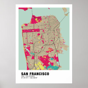 San Francisco Map Poster - California Colourful Ma