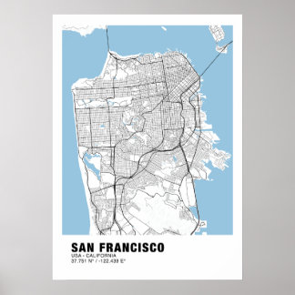 San Francisco Map Poster - California White Map