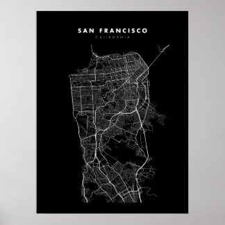 San Francisco Map Print Poster Paper Black & White