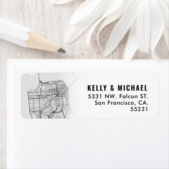 San Francisco Map Themed | Return Label Return Address Label (Insitu)