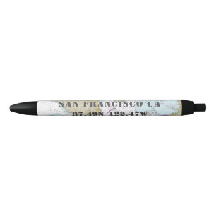 San Francisco Marin County Nautical Chart Blue Ink Pen