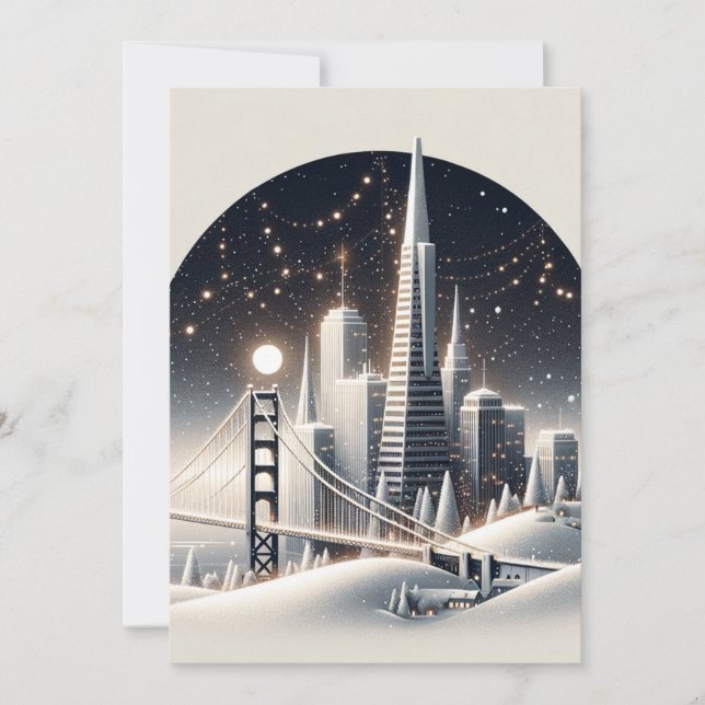 San Francisco Minimalist Elegance - Chic Winter Holiday Card (Front)