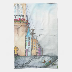 San Francisco Neighbourhood Watercolor Tea Towel