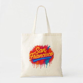 San Francisco Neon Splash Street Art T-Shirt Tote Bag