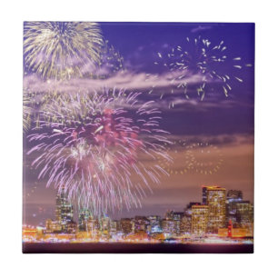 San Francisco New Year Fireworks Ceramic Tile