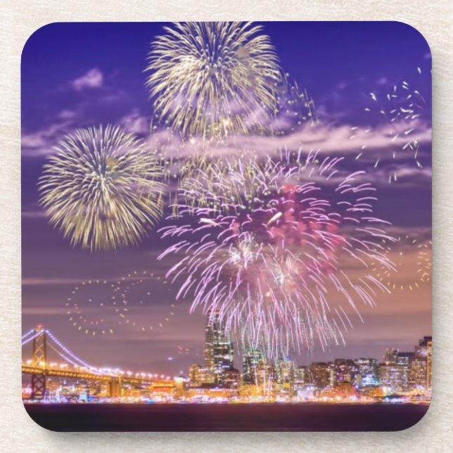 San Francisco New Year Fireworks Coaster (Front)