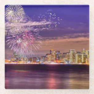 San Francisco New Year Fireworks Glass Coaster