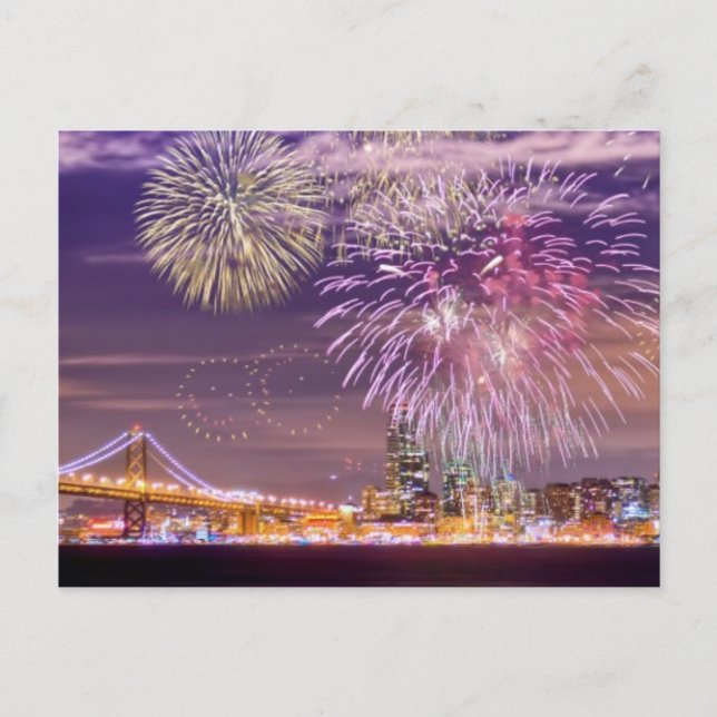 San Francisco New Year Fireworks Postcard (Front)