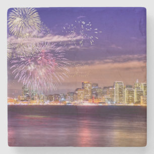 San Francisco New Year Fireworks Stone Coaster