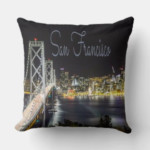 San Francisco Night Sky Line Golden Gate Bridge Cushion