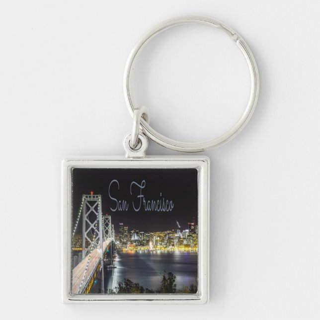 San Francisco Night Sky Line Golden Gate Bridge Key Ring (Front)