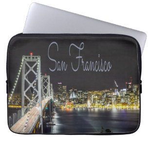 San Francisco Night Sky Line Golden Gate Bridge Laptop Sleeve