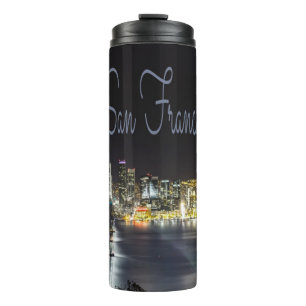San Francisco Night Sky Line Golden Gate Bridge Thermal Tumbler