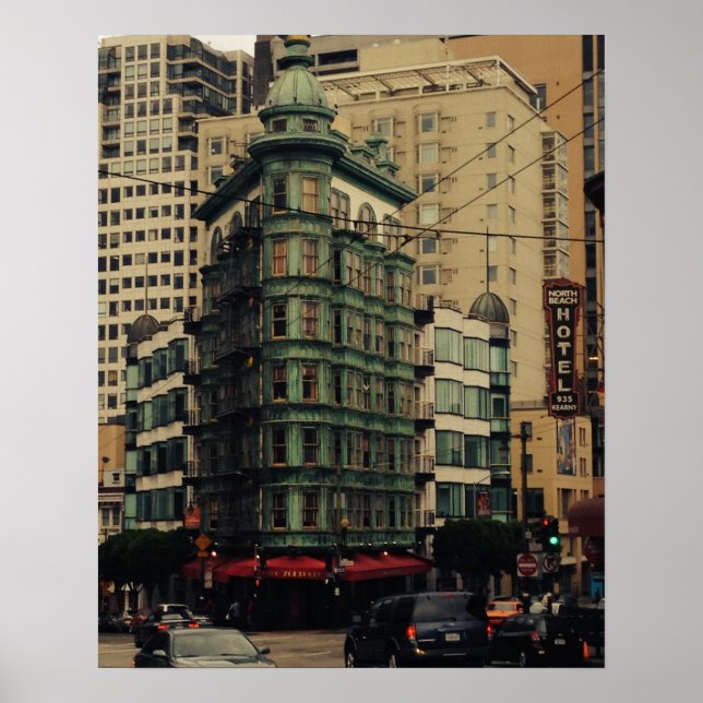 San Francisco North Beach Green Building Poster (Front)