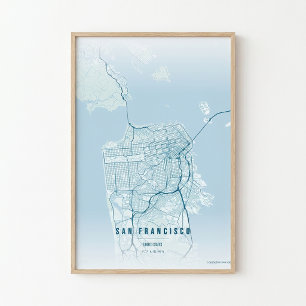 San Francisco Ocean Print Map Wallart Poster Gift 