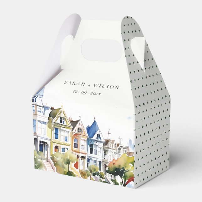 San Francisco Painted Ladies Landscape Wedding Favour Box (Front Side)