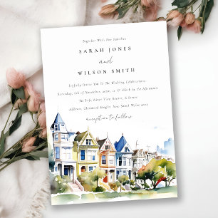 San Francisco Painted Ladies Landscape Wedding Invitation