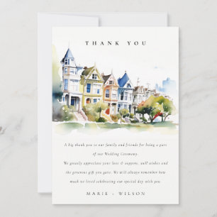 San Francisco Painted Ladies Landscape Wedding Thank You Card