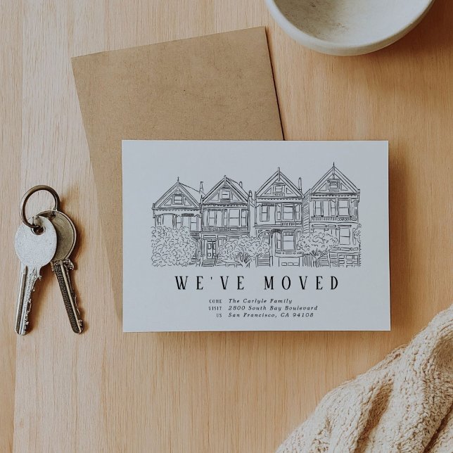 San Francisco Painted Ladies Moving Announcements (San Francisco Painted Ladies Illustration Moving Announcement Cards)