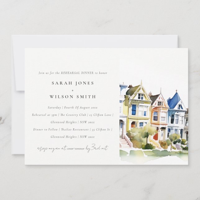 San Francisco Painted Ladies Rehearsal Dinner Invitation (Front)