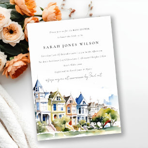 San Francisco Painted Ladies Scape Baby Shower Invitation