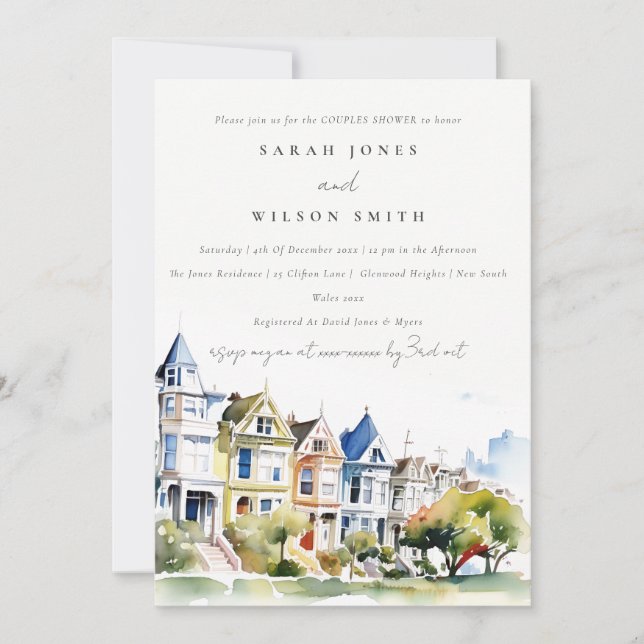 San Francisco Painted Ladies Scape Couples Shower Invitation (Front)
