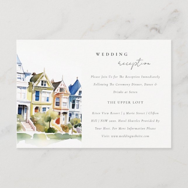 San Francisco Painted Ladies Wedding Reception Enclosure Card (Front)