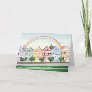 San Francisco Pastel Painted Ladies Blank Card