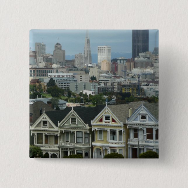 San Francisco Postcard Row City Scene Photography 15 Cm Square Badge (Front)